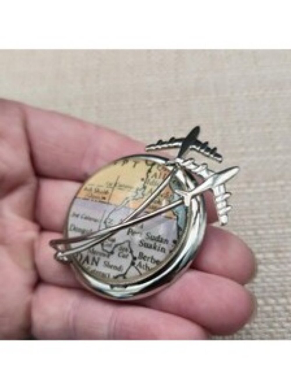 Vintage Egypt & Sudan Map Airplane Travel Enamel Pin B1496 - Picture 3 of 6